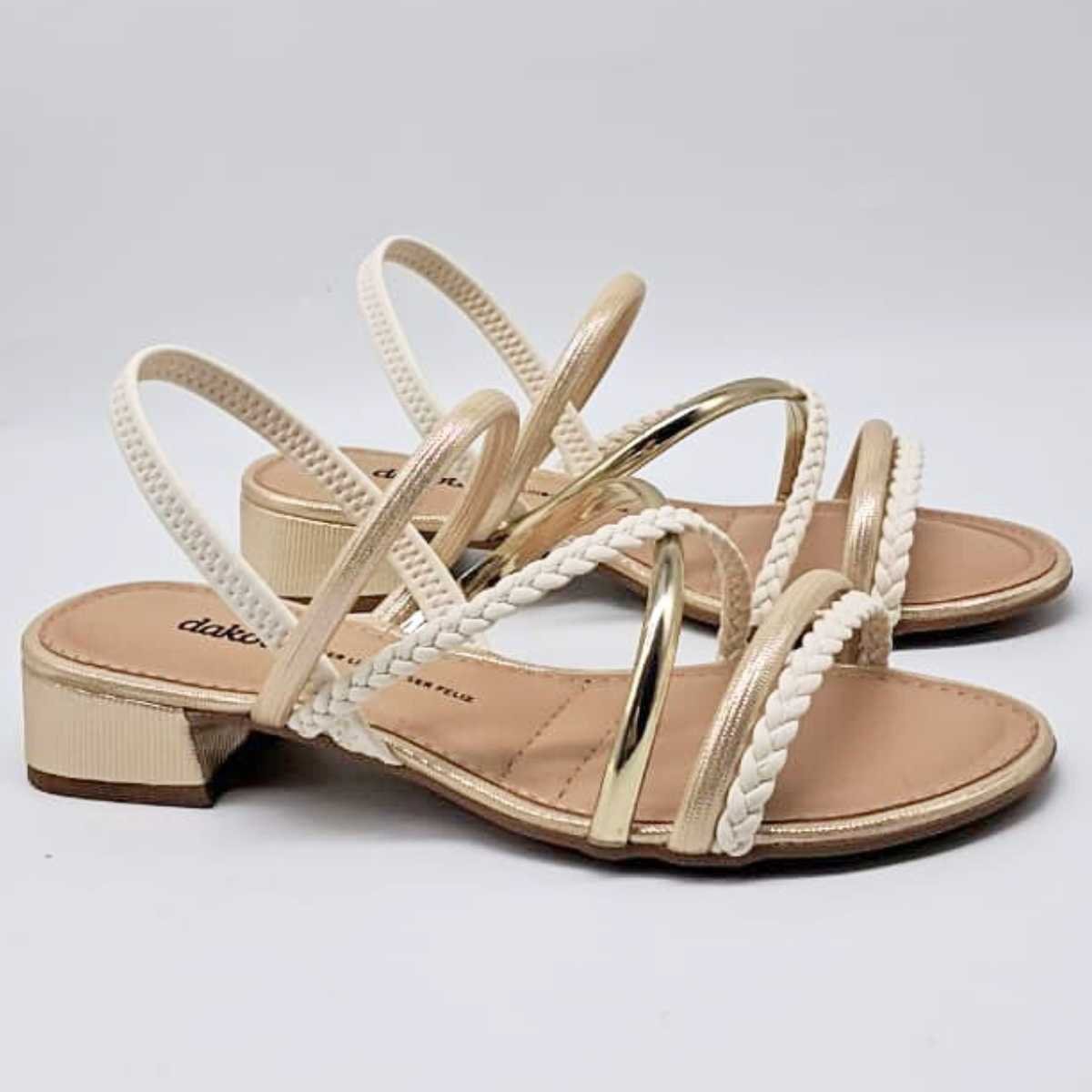 Sandália Feminina Dakota Salto Baixo Estilo Conforto Y9342 Dourado 3