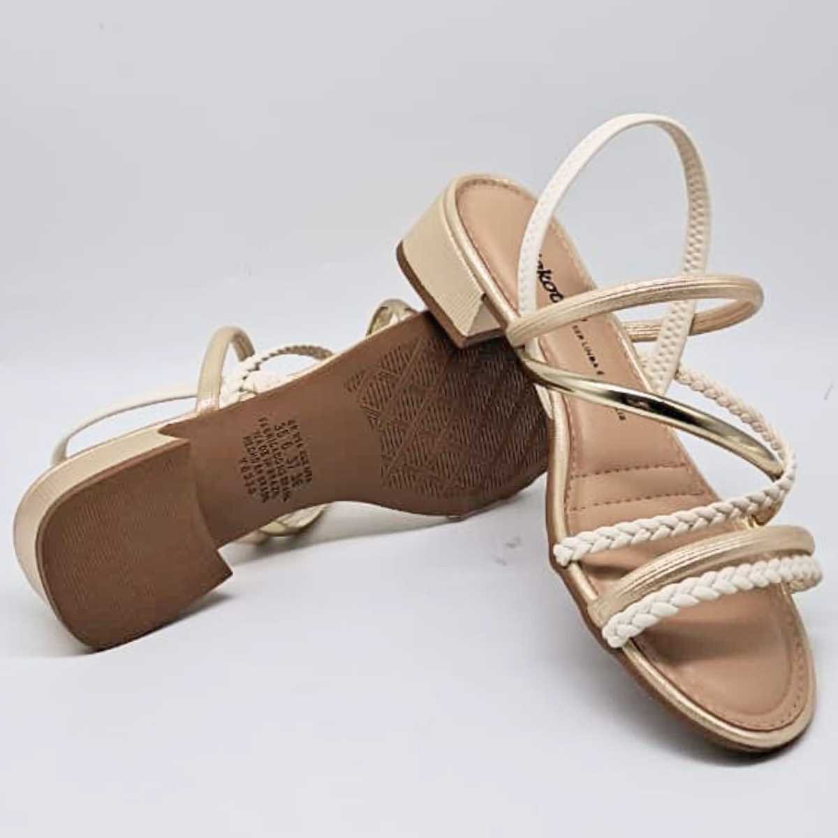 Sandália Feminina Dakota Salto Baixo Estilo Conforto Y9342 Dourado 4