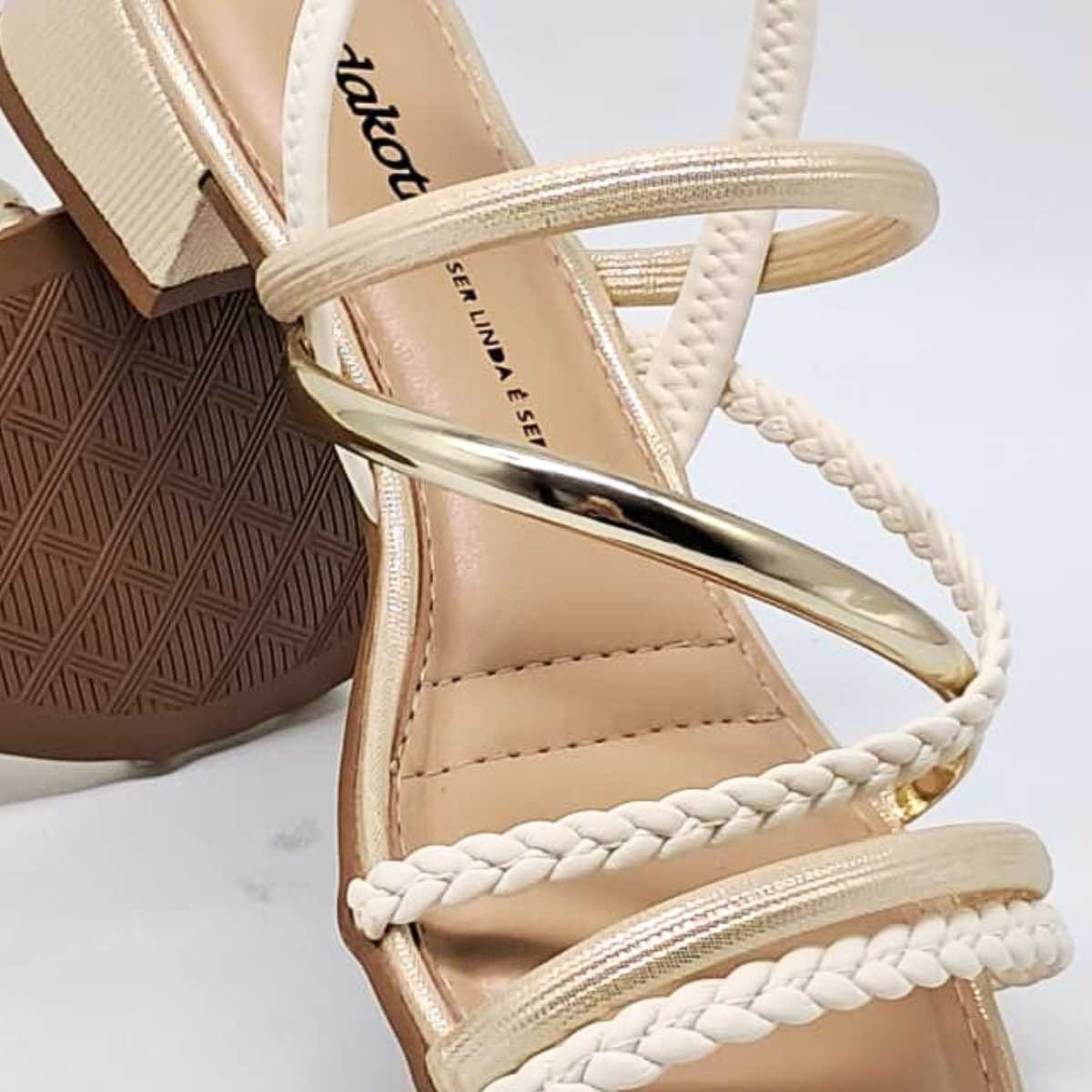 Sandália Feminina Dakota Salto Baixo Estilo Conforto Y9342 Dourado 7