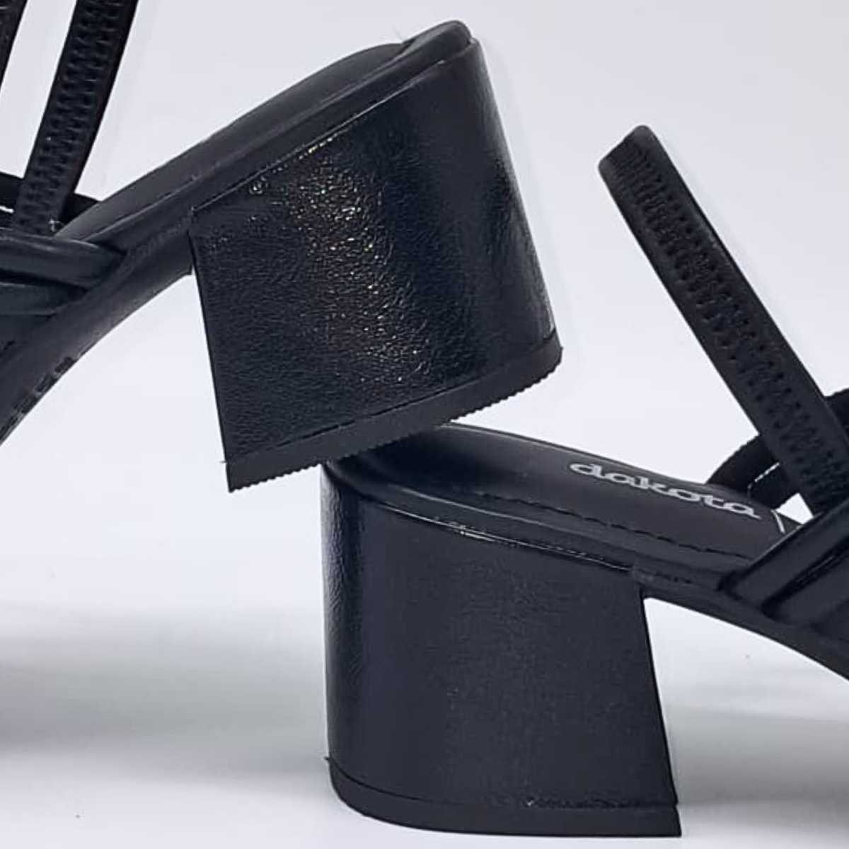 Sandália Feminina Dakota Salto Bloco Brilho Conforto Y9412 Preto 5