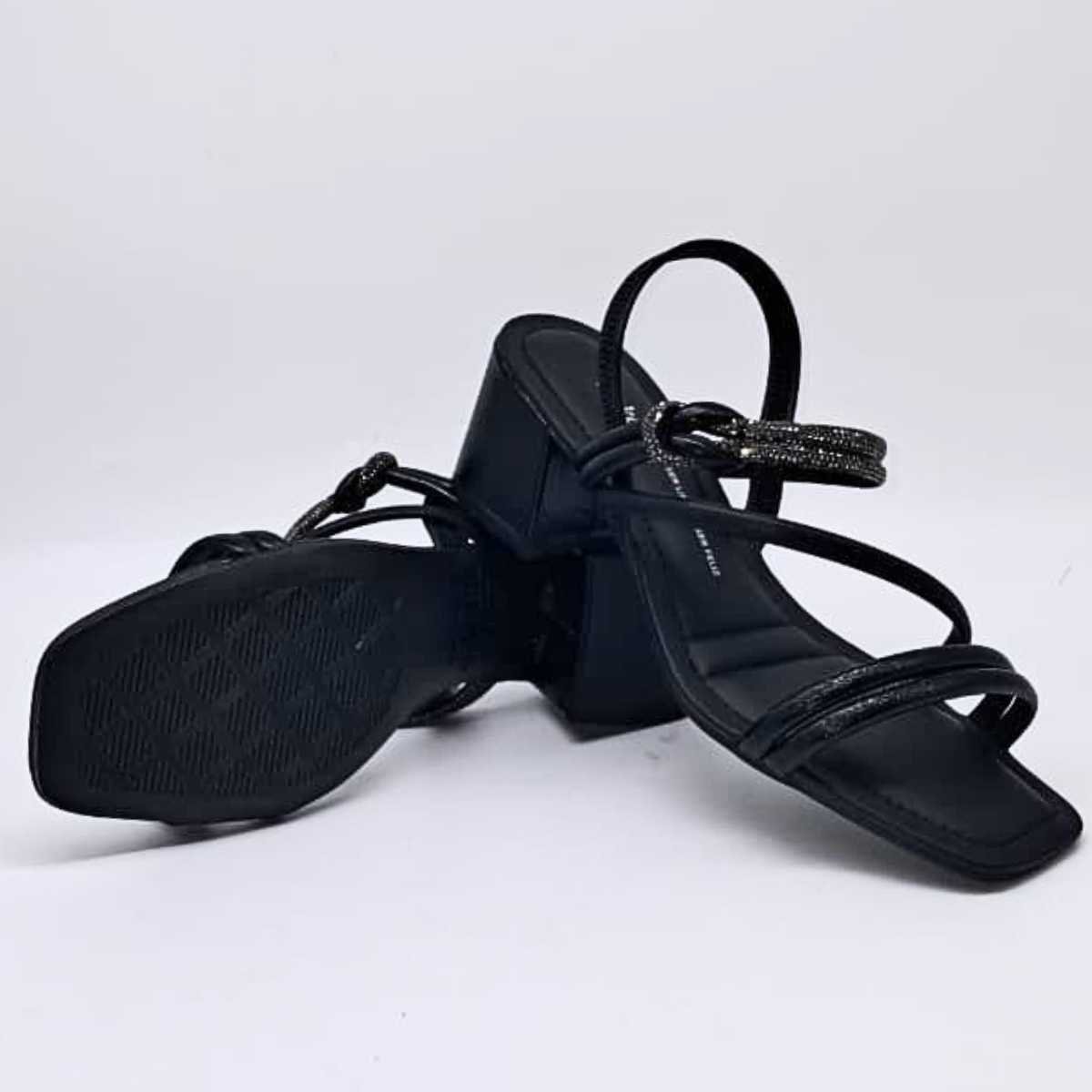 Sandália Feminina Dakota Salto Bloco Brilho Conforto Y9412 Preto 7