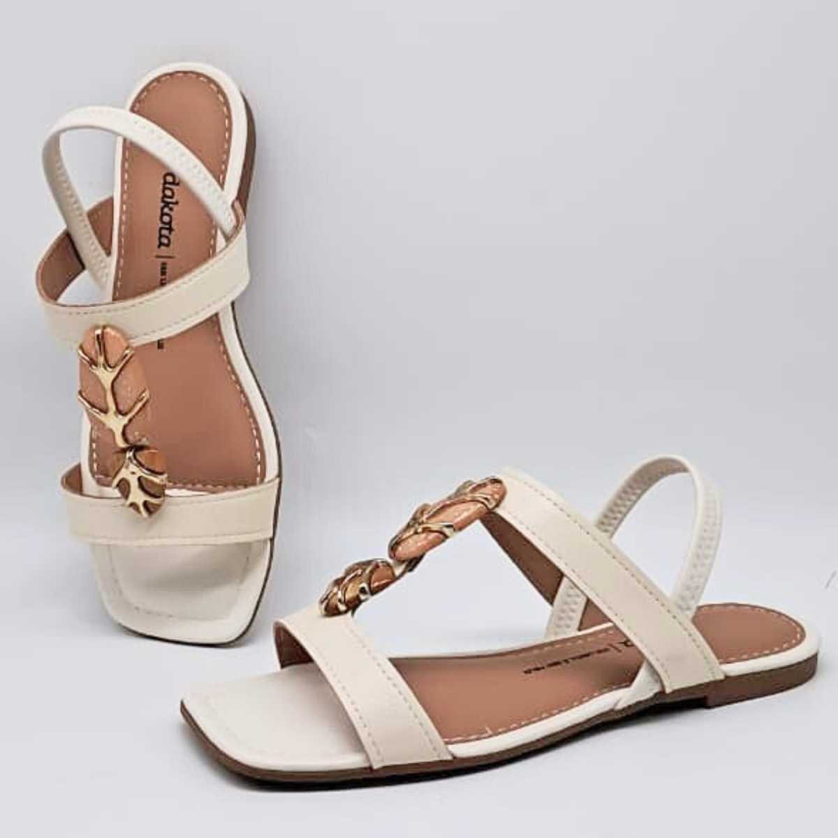 Sandália Feminina Dakota Calce Fácil Estilo Conforto Y9611 Branco 5