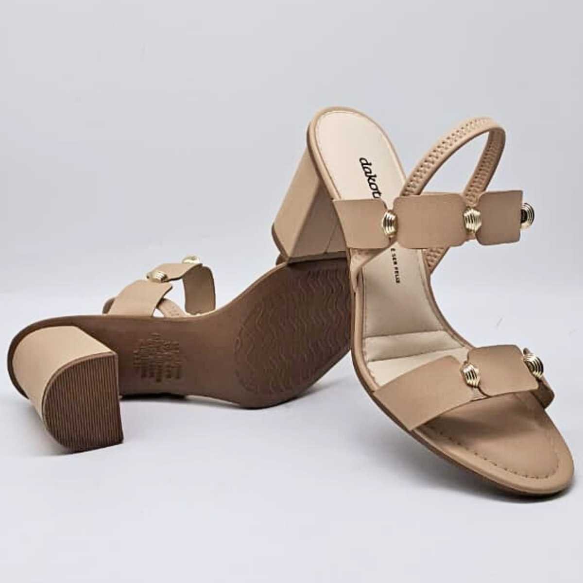 Sandália Feminina Dakota Salto Medio Calce Fácil Confy Y8762 Marrom 5