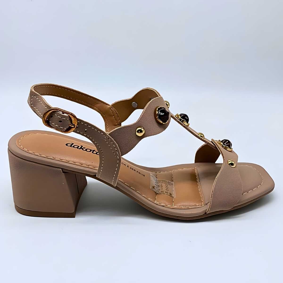 Sandália Feminina Dakota Salto Estilo Conforto Leve Y9581 Marrom 2