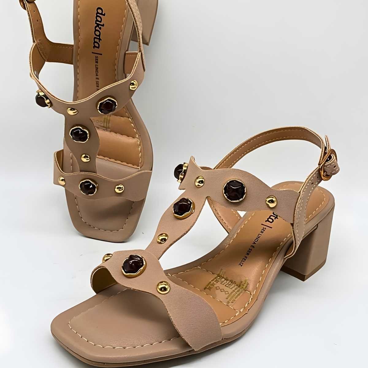Sandália Feminina Dakota Salto Estilo Conforto Leve Y9581 Marrom 6