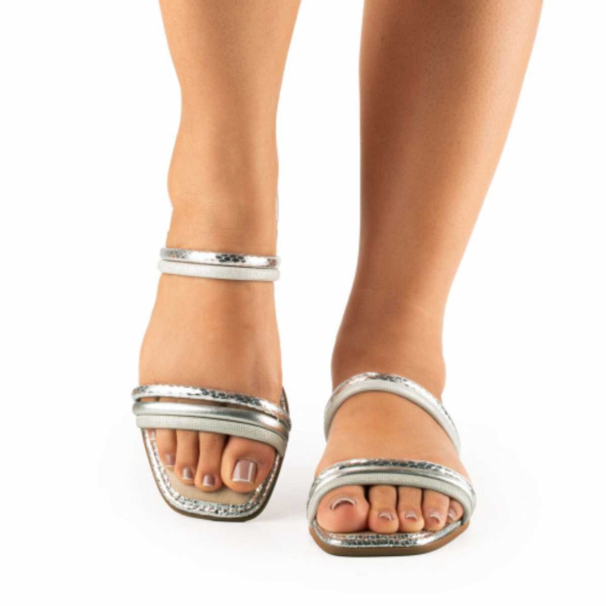 Sandália Metalizada Feminino Mississipi Mc322 Prata 4