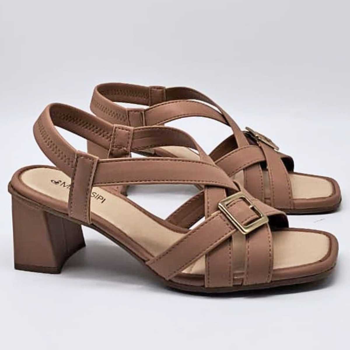 Sandália Feminina Mississipi Salto Baixo Conforto Mf232 Marrom 3