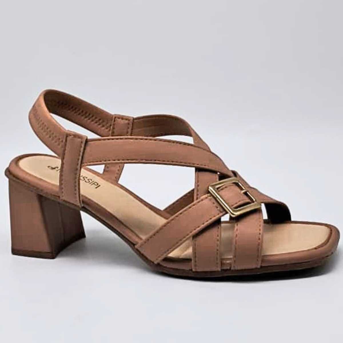 Sandália Feminina Mississipi Salto Baixo Conforto Mf232 Marrom 1