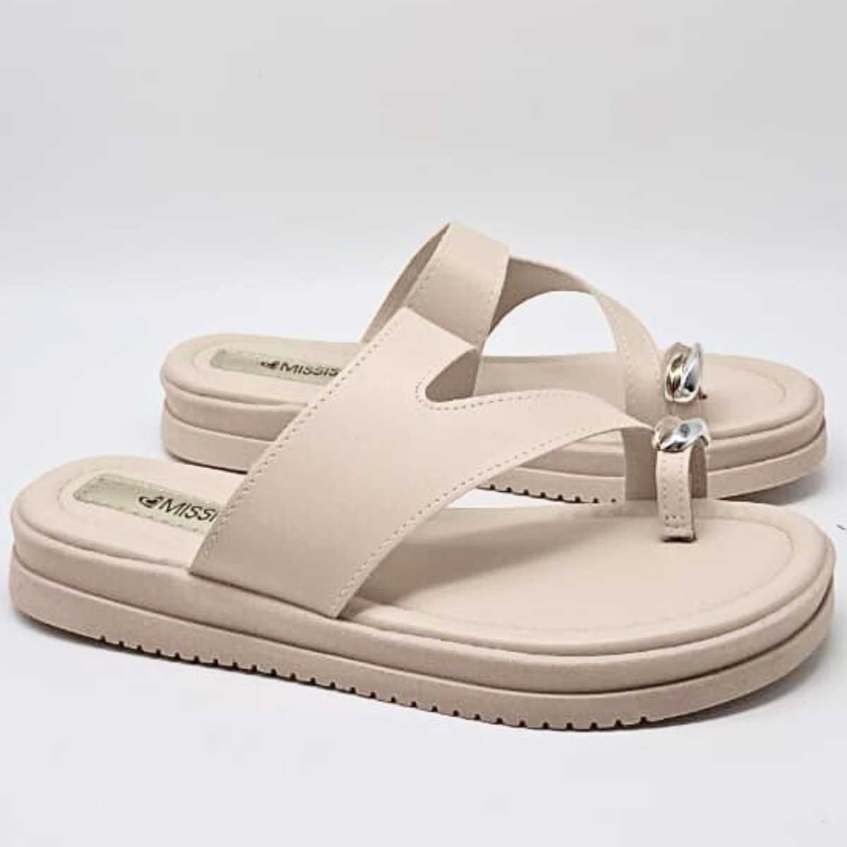 Sandália Feminina Mississipi Flat Papete Conforto Mf113 Branco 3