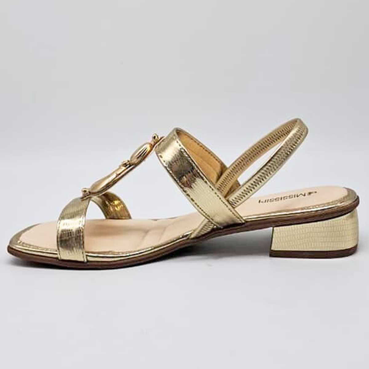 Sandália Feminina Mississipi Salto Estilo Conforto Mf893 Dourado 2