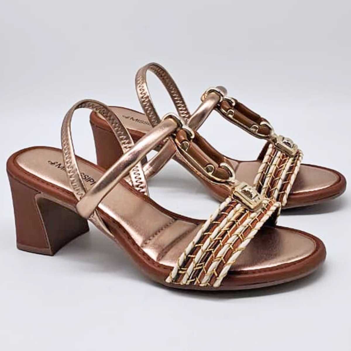 Sandália Feminina Mississipi Salto Baixo Estilo Confy Mf921 Marrom 3