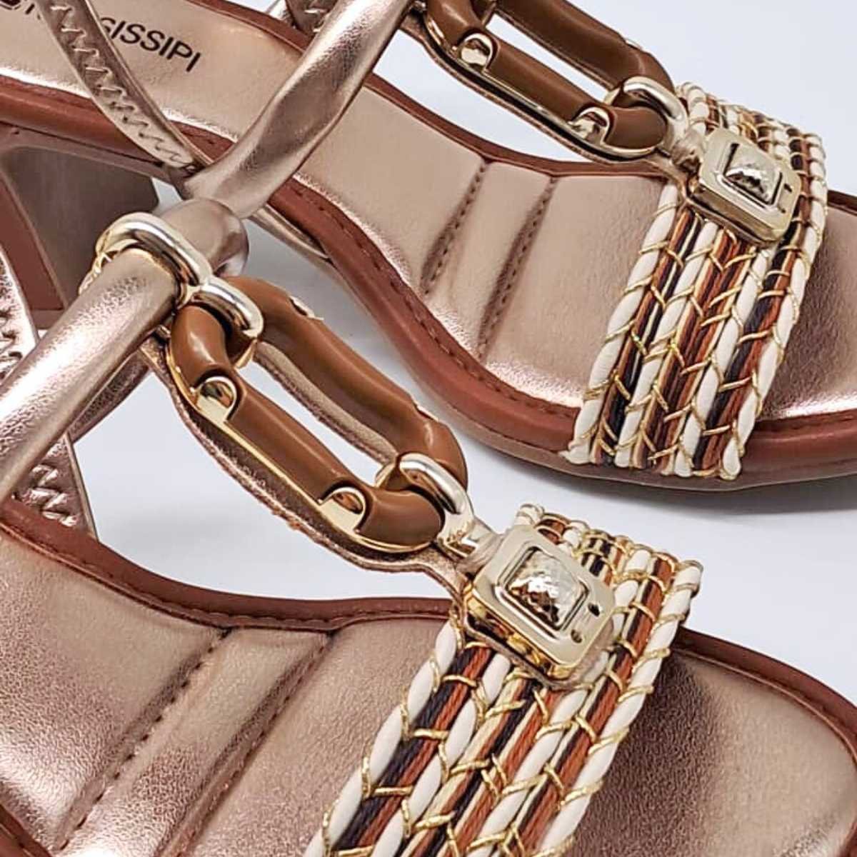 Sandália Feminina Mississipi Salto Baixo Estilo Confy Mf921 Marrom 7