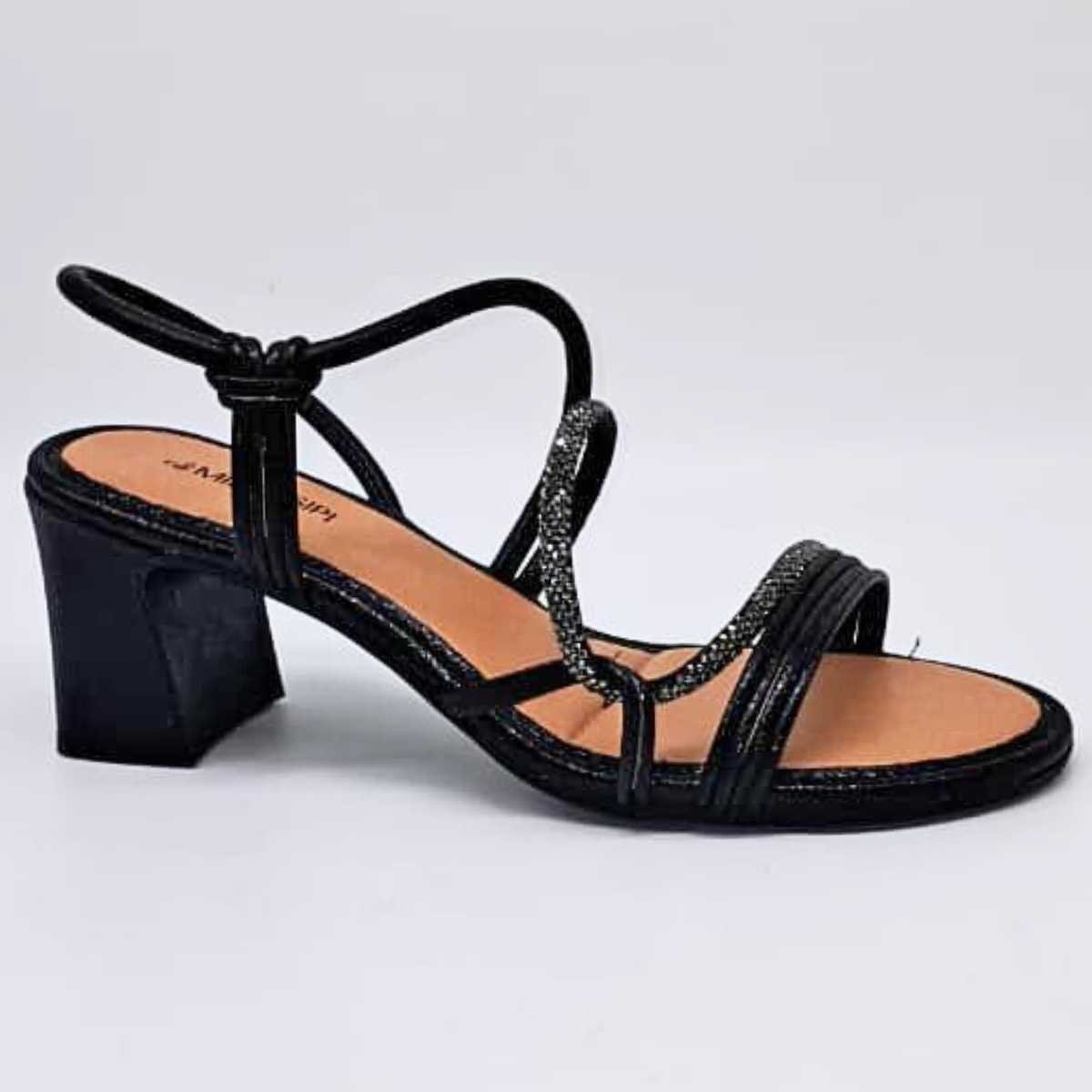 Sandália Salto Tira Brilho Feminino Mississipi Mc415 Preto 5