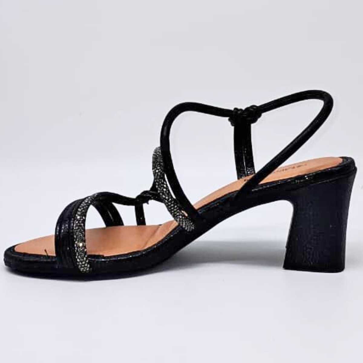 Sandália Salto Tira Brilho Feminino Mississipi Mc415 Preto 6