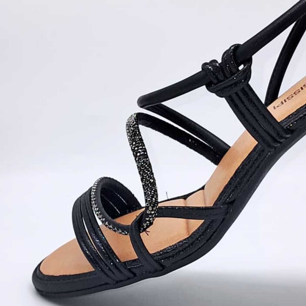 Sandália Salto Tira Brilho Feminino Mississipi Mc415 Preto 10