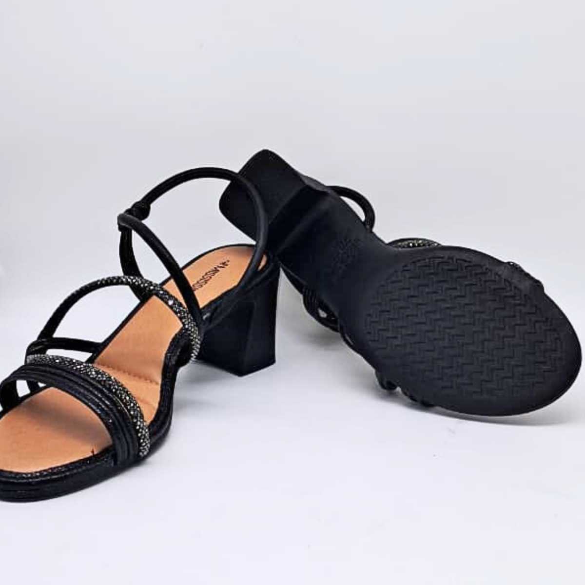 Sandália Salto Tira Brilho Feminino Mississipi Mc415 Preto 3