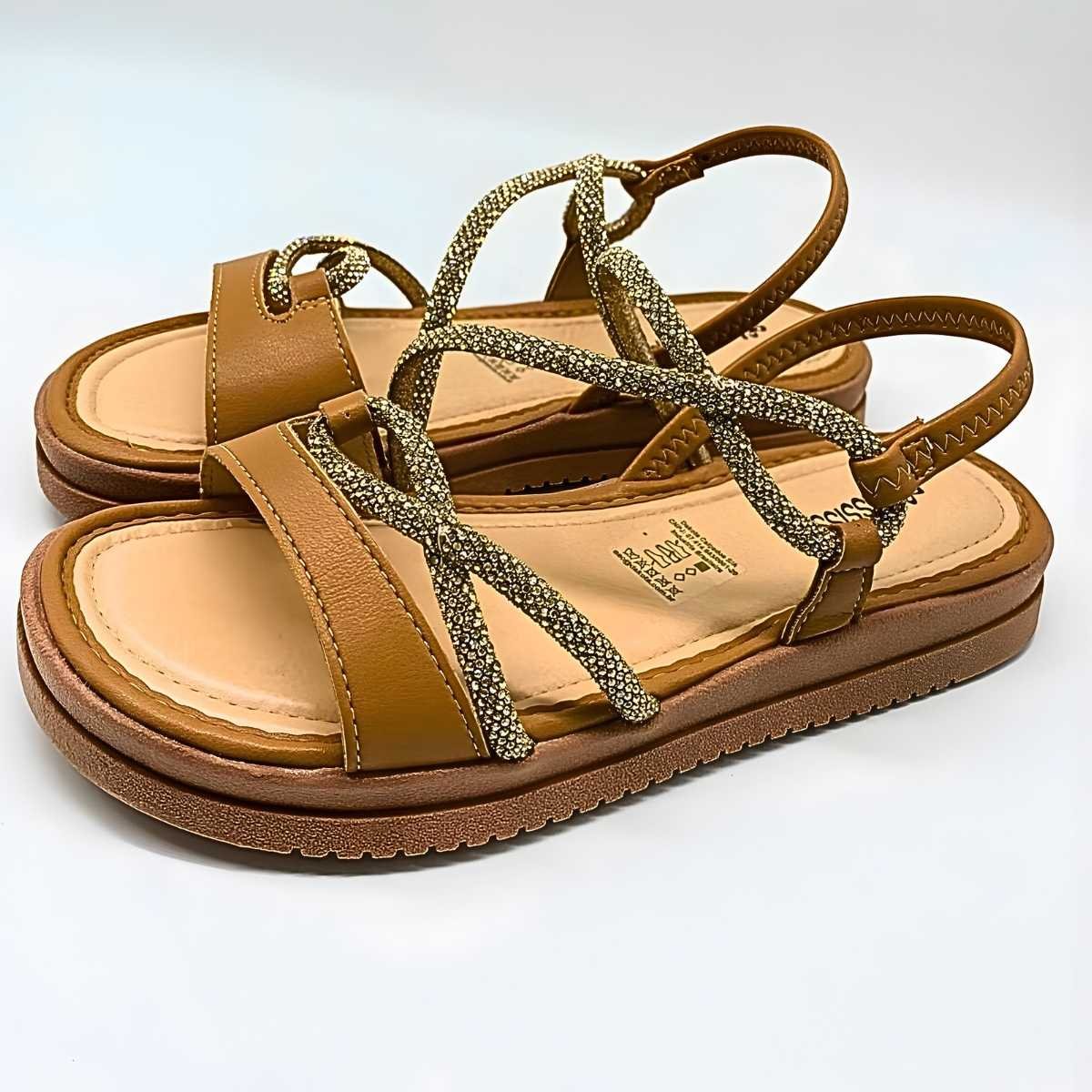 Sandália Feminina Mississipi Flat Brilho MF031 Marrom 4