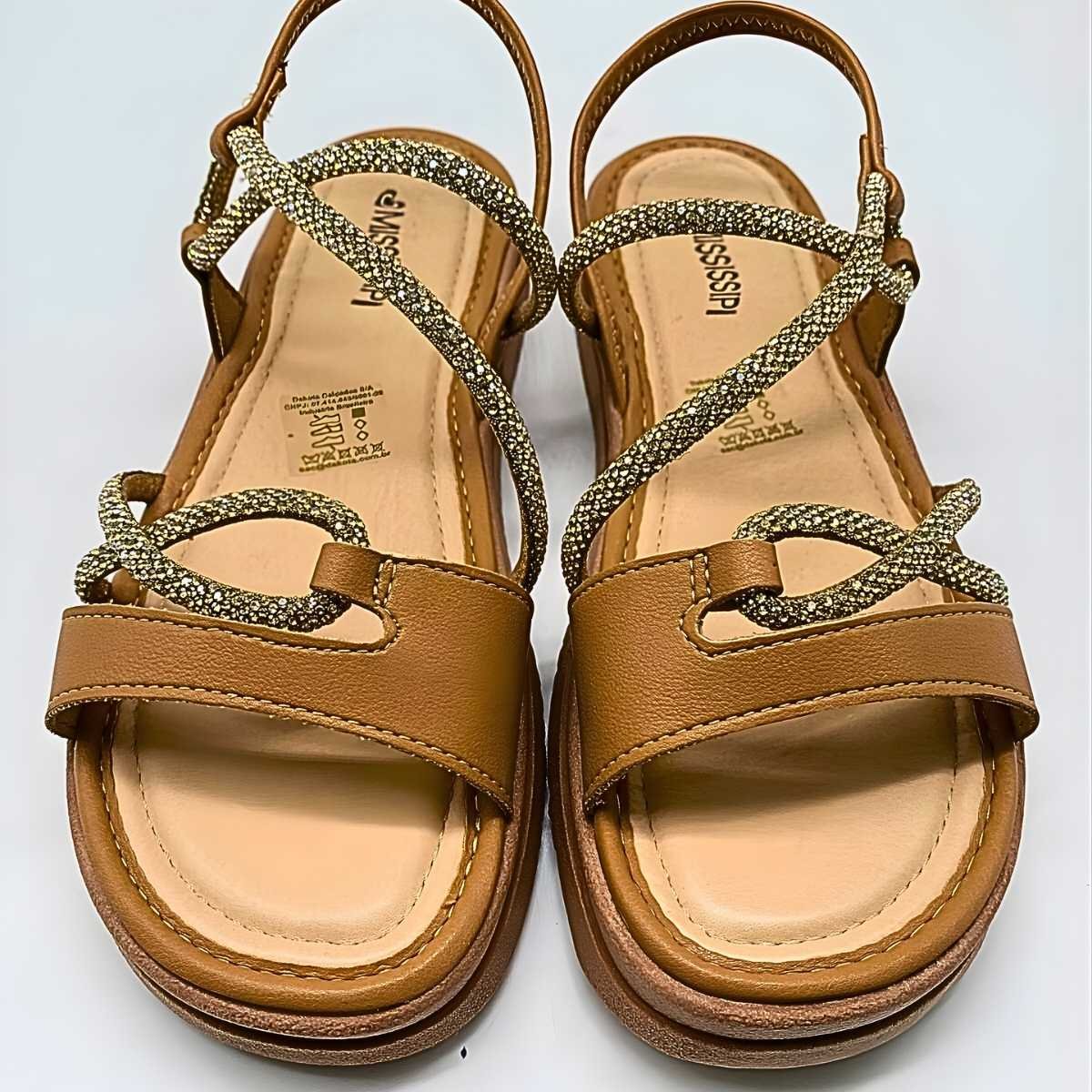 Sandália Feminina Mississipi Flat Brilho MF031 Marrom 5