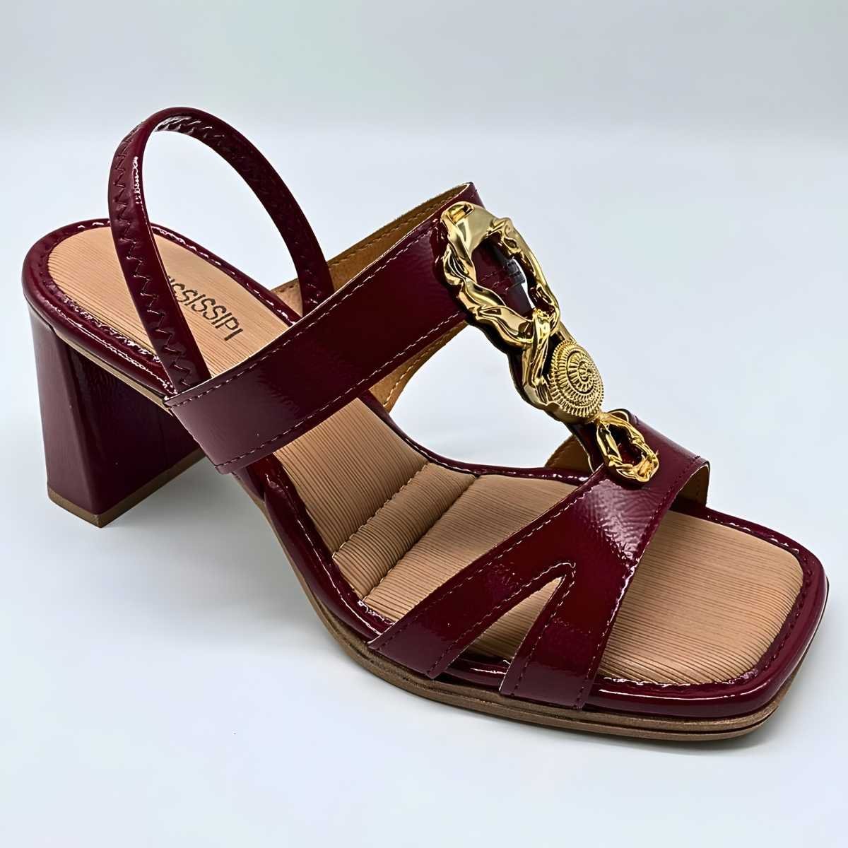 Sandália Feminina Mississipi Salto Médio J0471 Vermelho 3