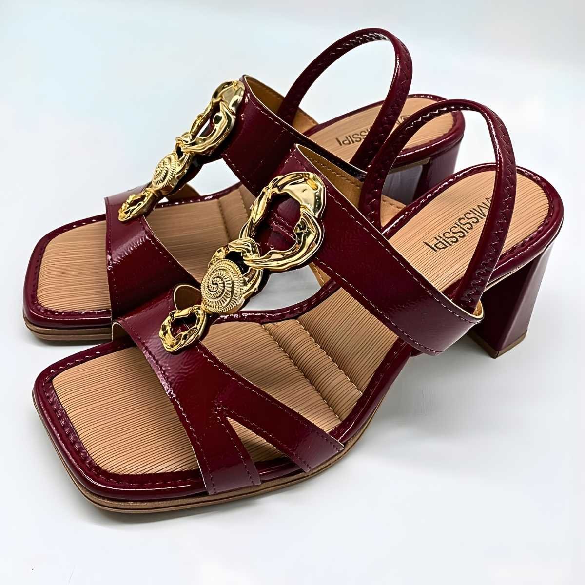 Sandália Feminina Mississipi Salto Médio J0471 Vermelho 4