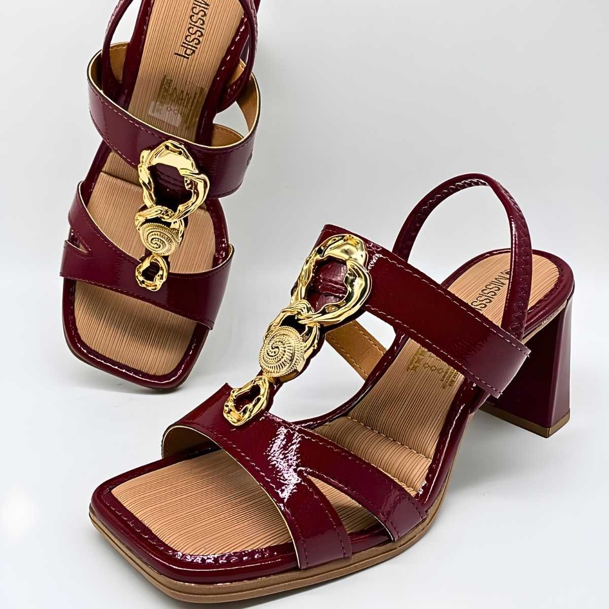 Sandália Feminina Mississipi Salto Médio J0471 Vermelho 6