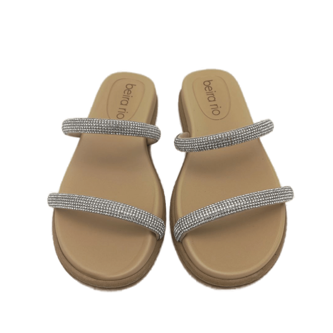 Sandália Beira Rio Papete Com Tiras Strass 8488.105 Branco 2