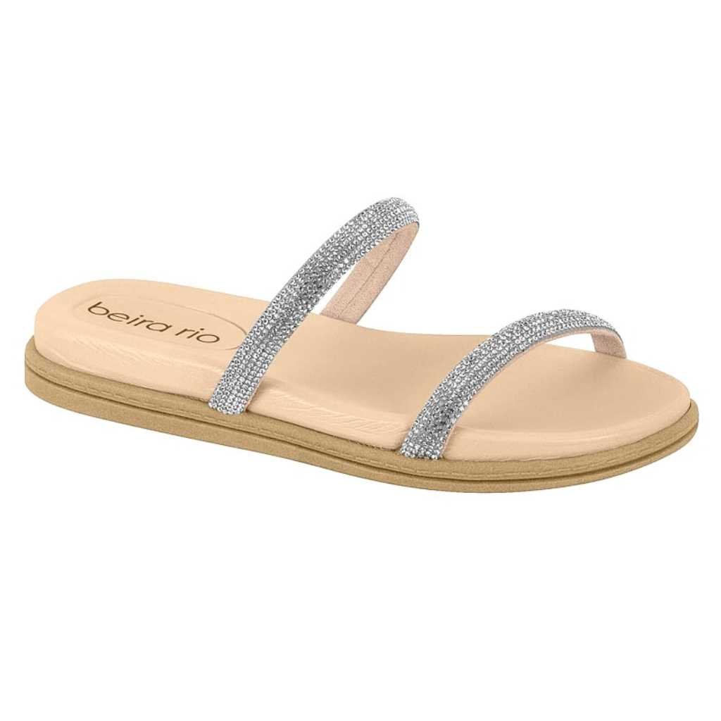 Sandália Beira Rio Papete Com Tiras Strass 8488.105 Branco 3