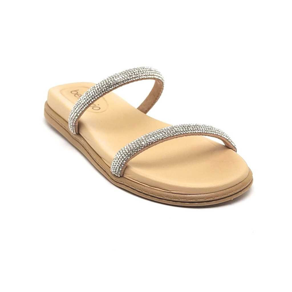 Sandália Beira Rio Papete Com Tiras Strass 8488.105 Branco 6