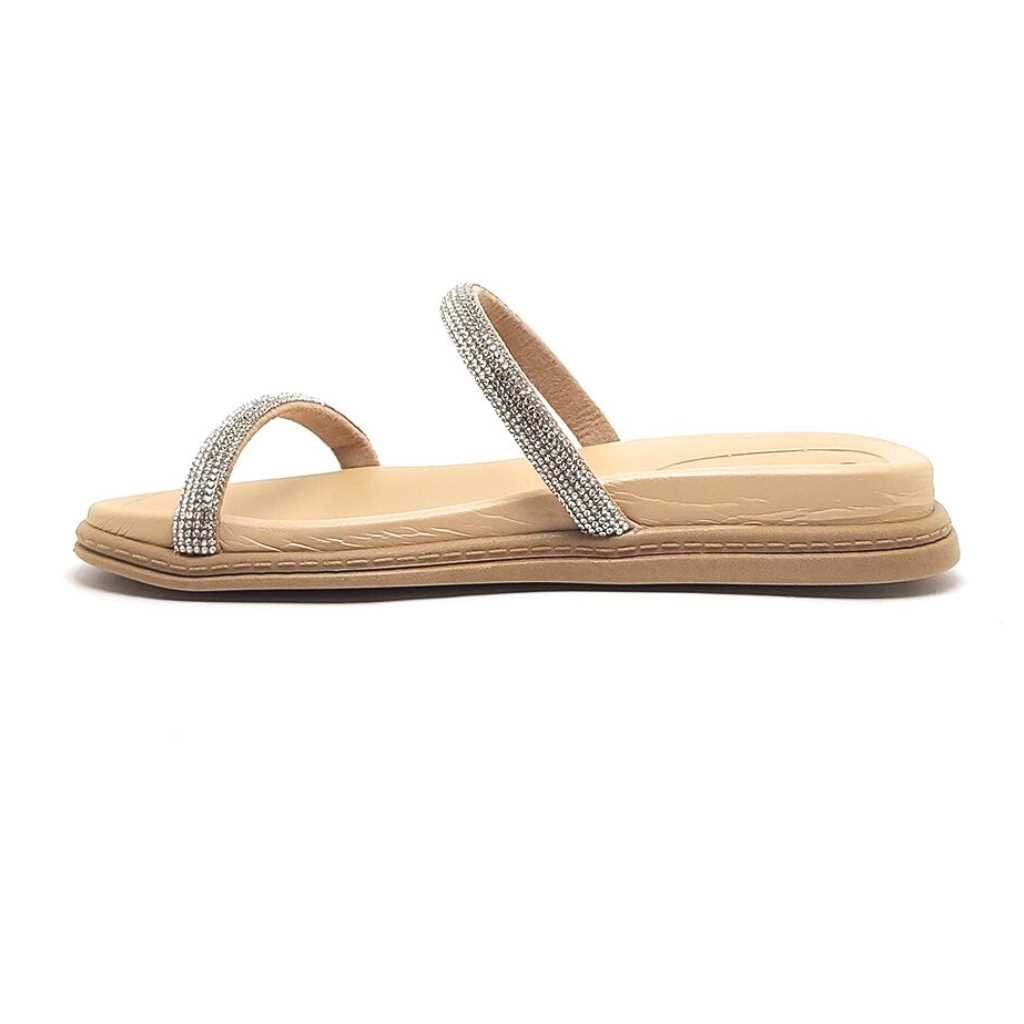 Sandália Beira Rio Papete Com Tiras Strass 8488.105 Branco 8