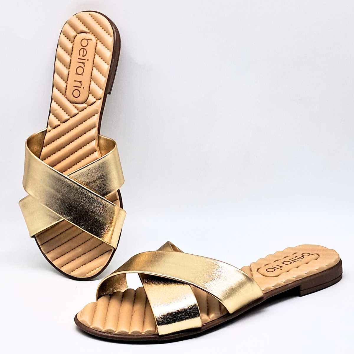 Tamanco Rasteira Beira Rio Feminino 8519.101 Dourado 5