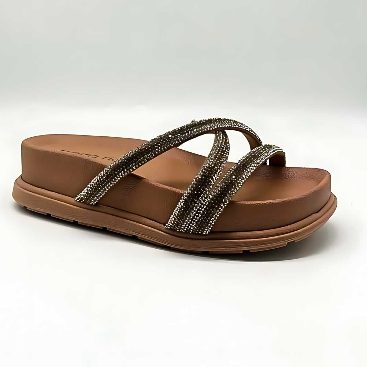 Sandália Feminina Beira Rio Flat Strass Estilo Conforto Leve 8534.103