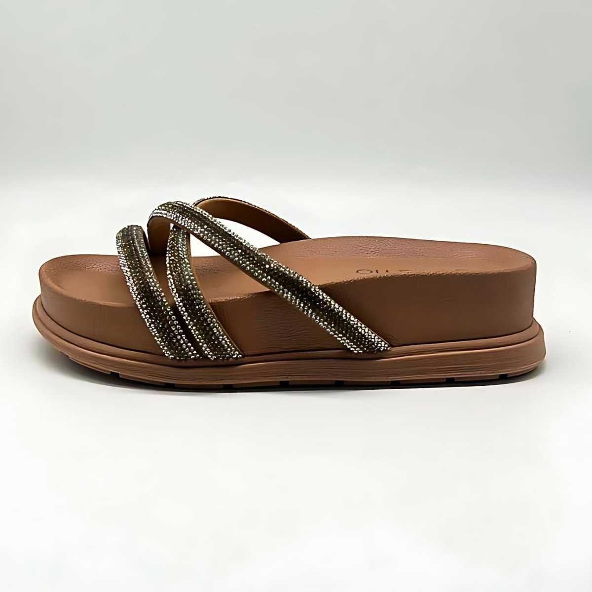 Sandália Feminina Beira Rio Flat Strass Estilo Conforto Leve 8534.103 Cinza 3