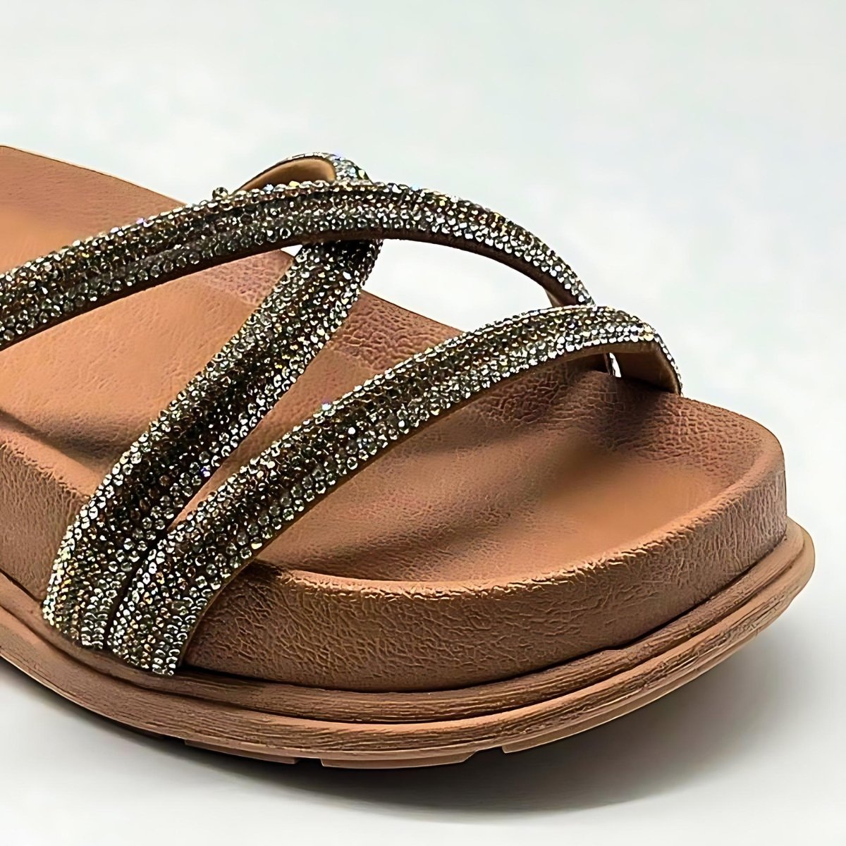 Sandália Feminina Beira Rio Flat Strass Estilo Conforto Leve 8534.103 Cinza 5