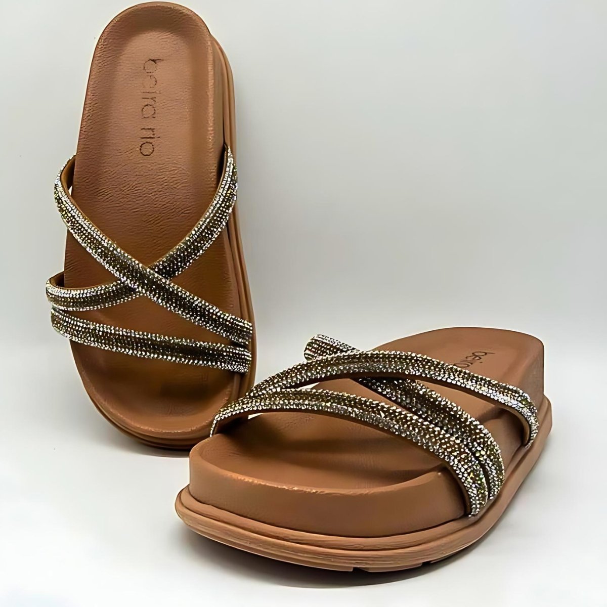 Sandália Feminina Beira Rio Flat Strass Estilo Conforto Leve 8534.103 Cinza 6