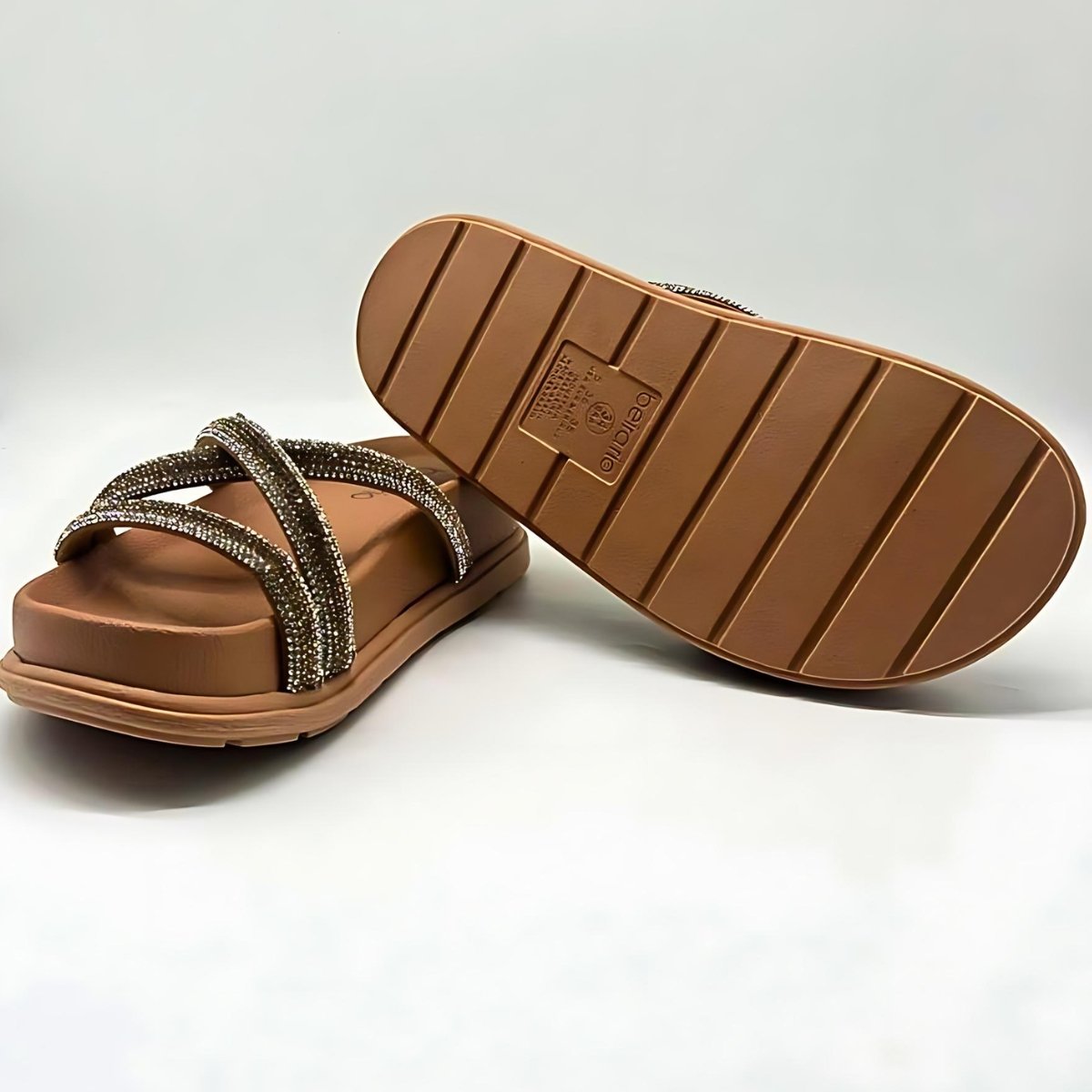 Sandália Feminina Beira Rio Flat Strass Estilo Conforto Leve 8534.103 Cinza 7