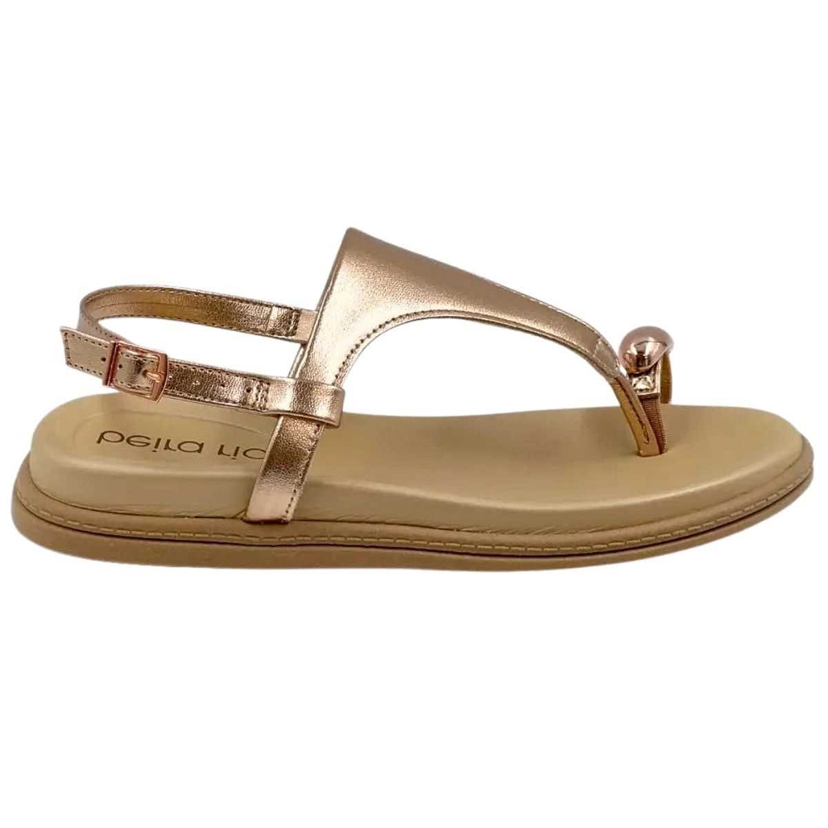 Sandália Feminino Beira Rio Rasteira de Dedo 8513.113 Dourado 2