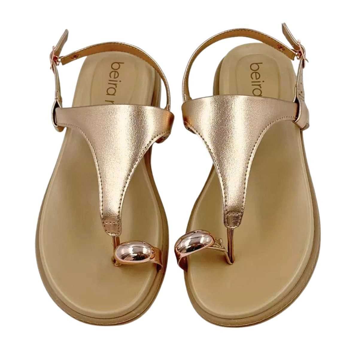 Sandália Feminino Beira Rio Rasteira de Dedo 8513.113 Dourado 3