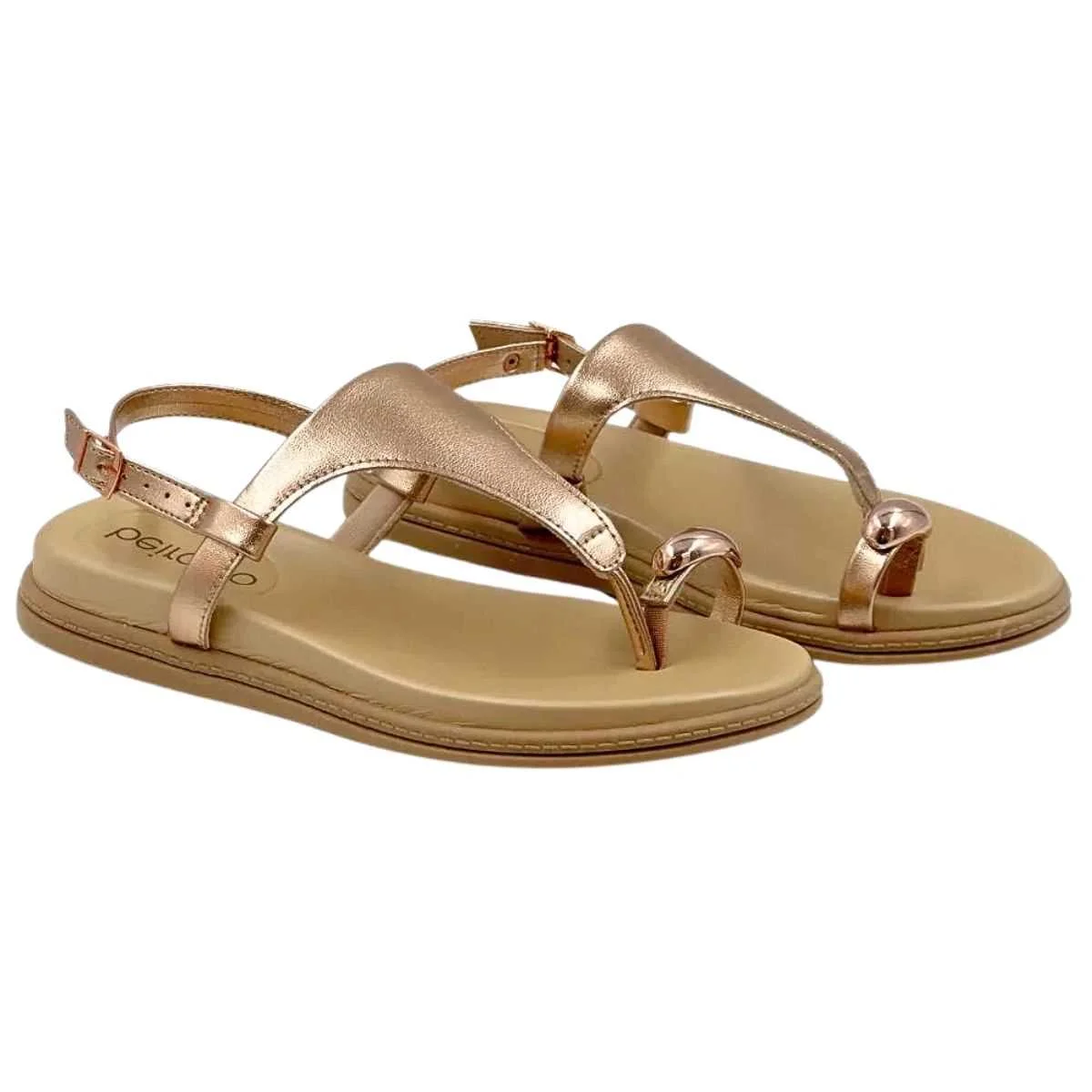 Sandália Feminino Beira Rio Rasteira de Dedo 8513.113 Dourado 4