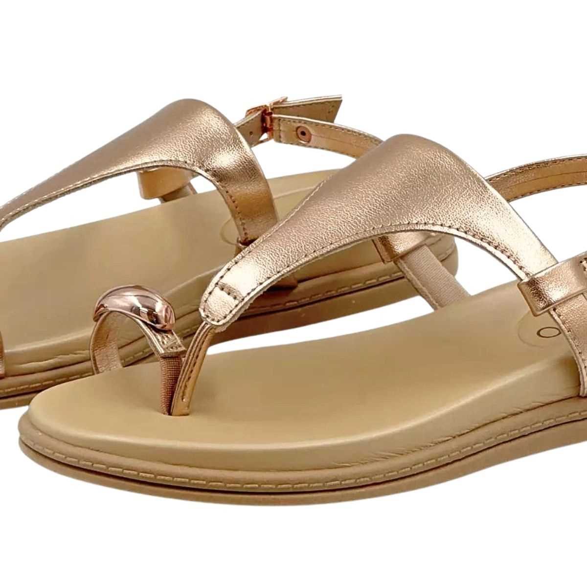 Sandália Feminino Beira Rio Rasteira de Dedo 8513.113 Dourado 6