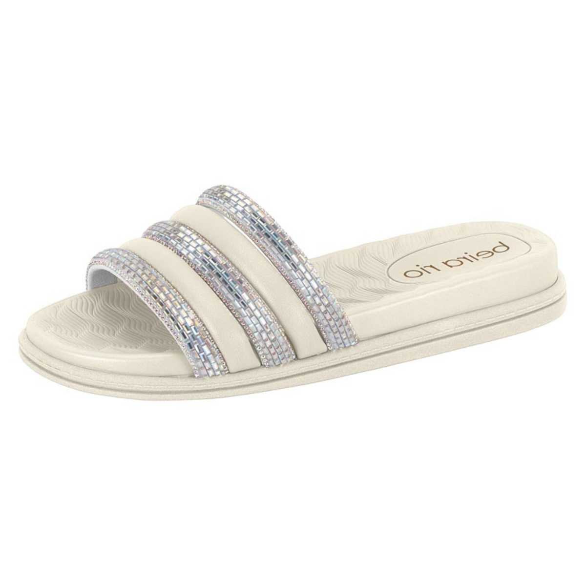 Sandália Chinelo Slide Beira Rio Com Strass 8528.203 Branco 2