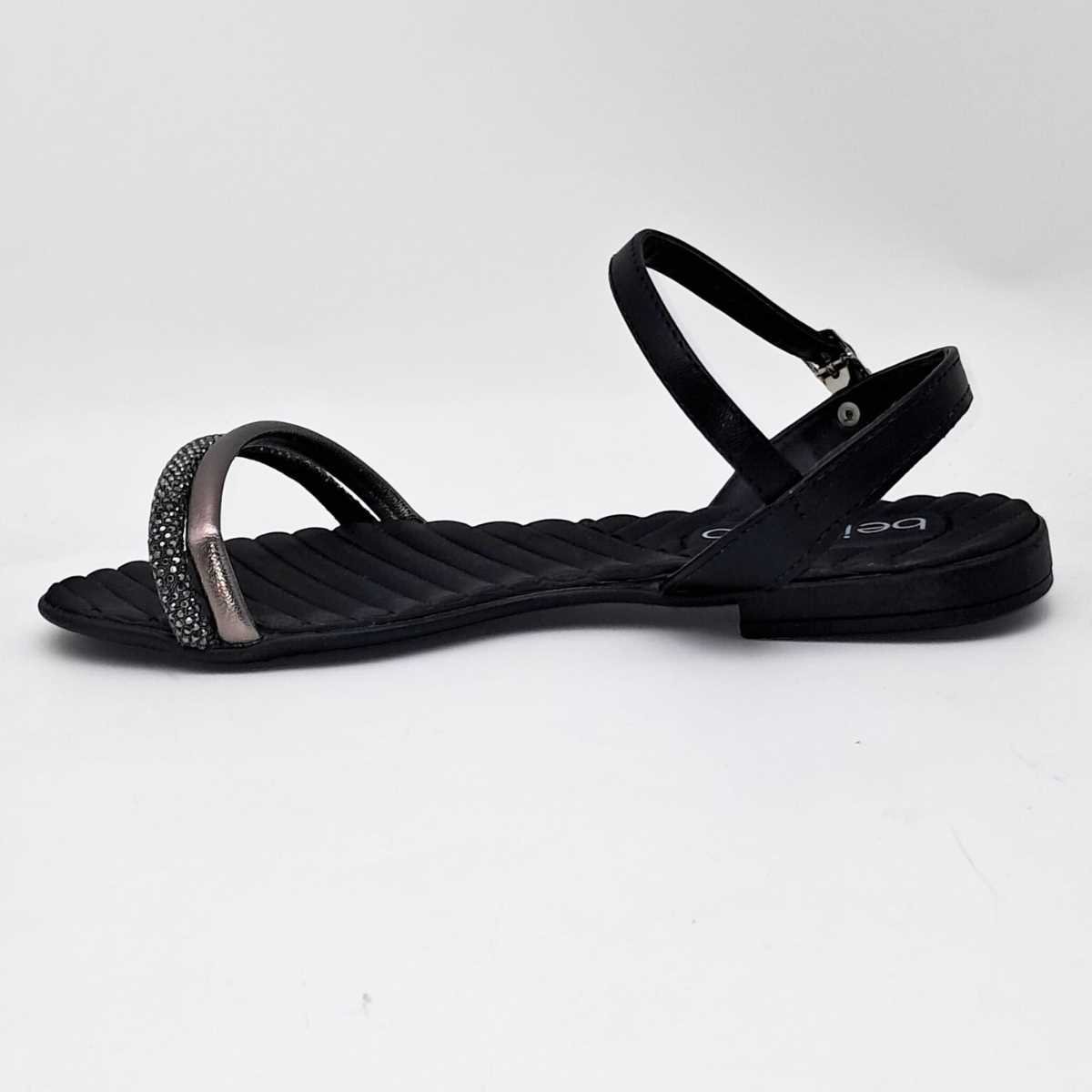 Sandália Feminino Beira Rio Rasteira Com Strass 8519.109 Preto 7