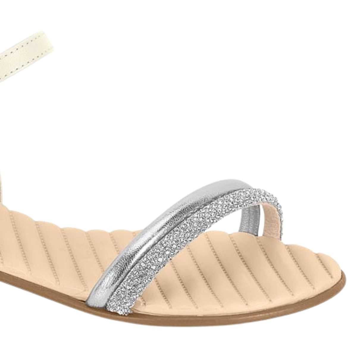 Sandália Feminino Beira Rio Rasteira Com Strass 8519.109 Branco 5