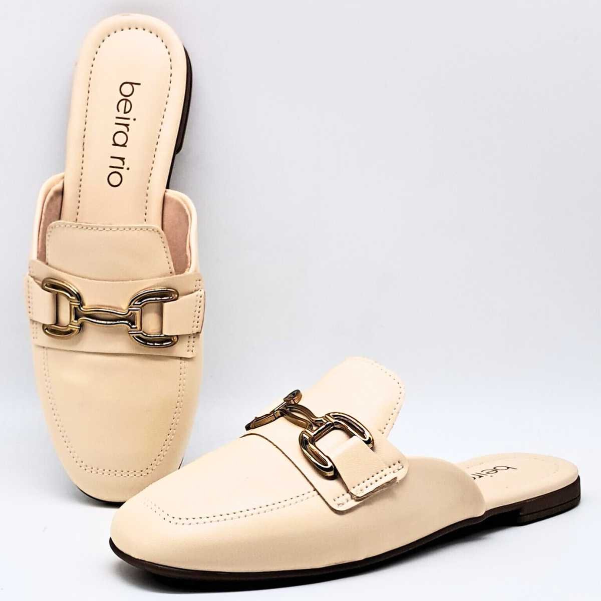 Mule Feminino Beira Rio Confortável Fivela 4323.100 Bege 7