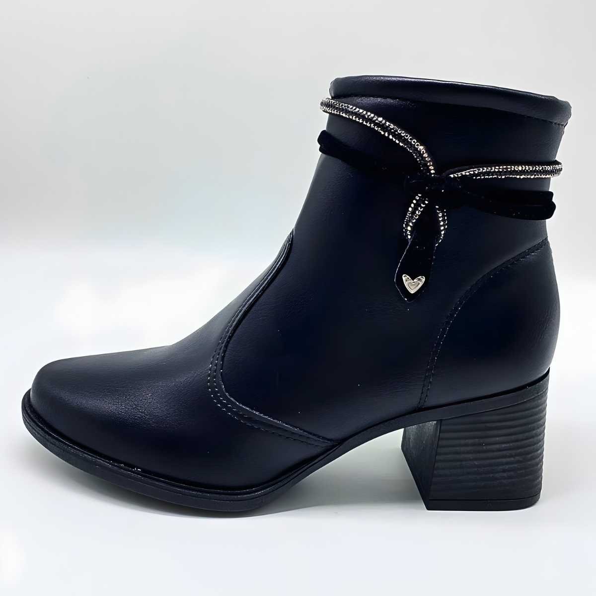 Bota Mississipi Feminina Salto Bloco Cano Curto Estilo MC852 Preto 2