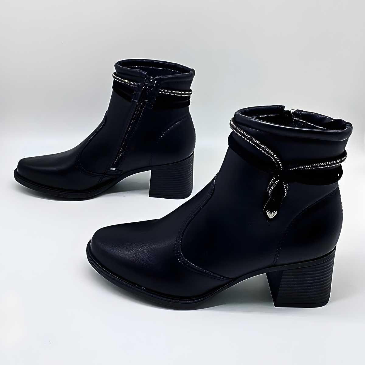 Bota Mississipi Feminina Salto Bloco Cano Curto Estilo MC852 Preto 4