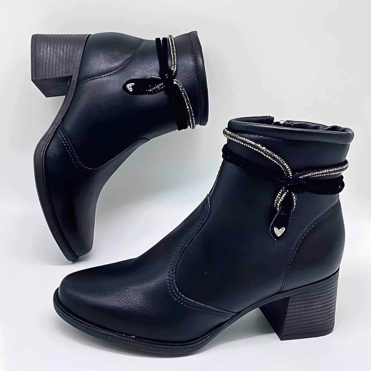 Bota Mississipi Feminina Salto Bloco Cano Curto Estilo MC852 Preto 5