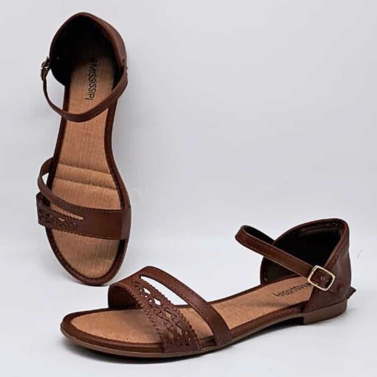 Sandália Feminina Mississipi Estilo Conforto Leve Mf972 Marrom 7