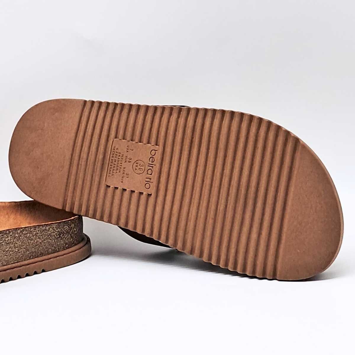 Sandália Feminina Beira Rio Papete Spikes 3 Tiras 8523.113 Bege 8