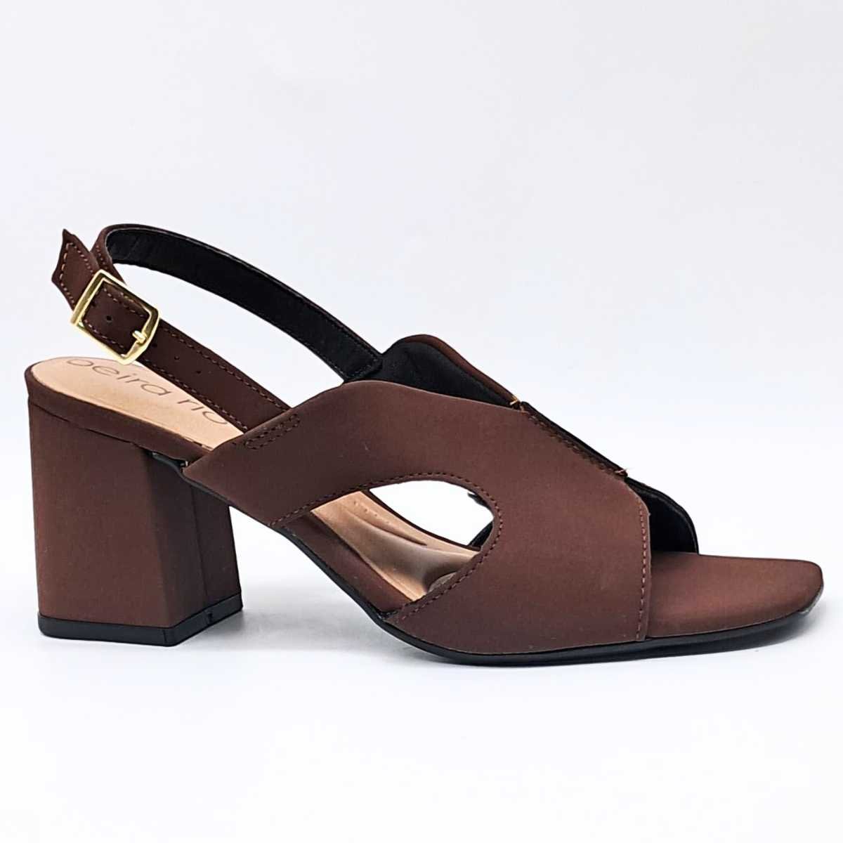 Sandália Salto Bloco Feminino Beira Rio Slingback 8436.238 Bege 2