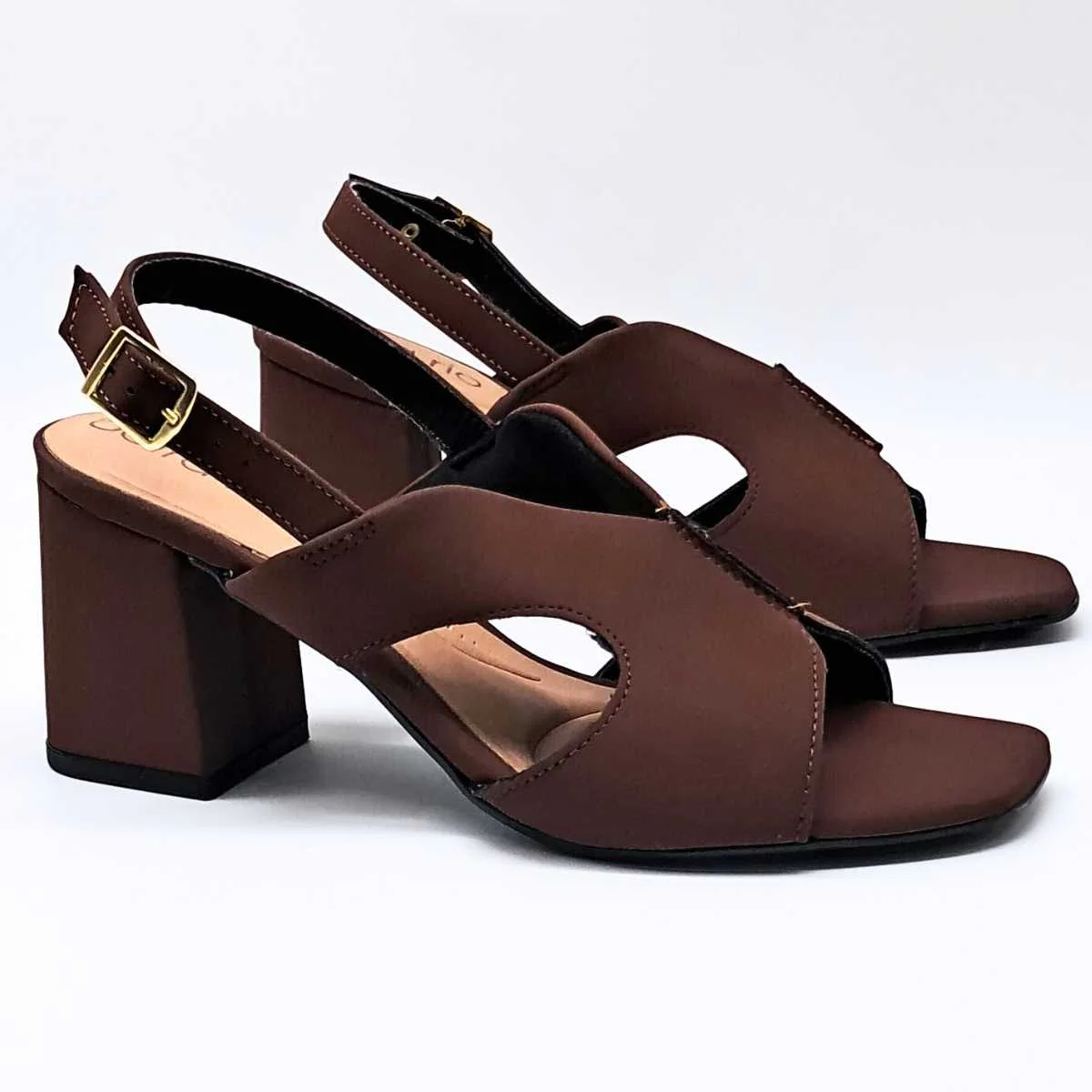 Sandália Salto Bloco Feminino Beira Rio Slingback 8436.238 Bege 4